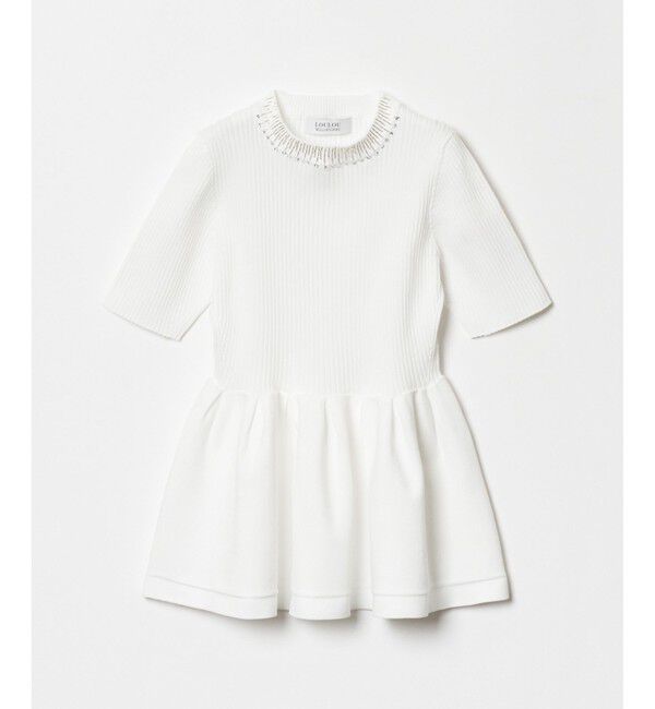 LOULOU WILLOUGHBY「【LOULOU WILLOUGHBY】衿ビーズペプラムプルオーバー」|ニット・セーター|