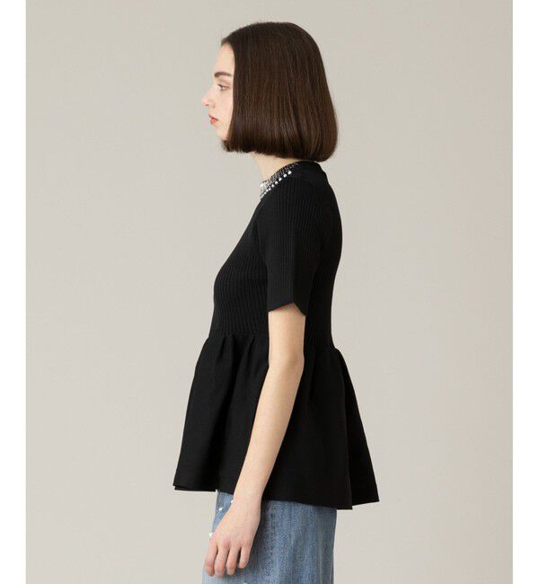 LOULOU WILLOUGHBY「【LOULOU WILLOUGHBY】衿ビーズペプラムプルオーバー」|ニット・セーター|