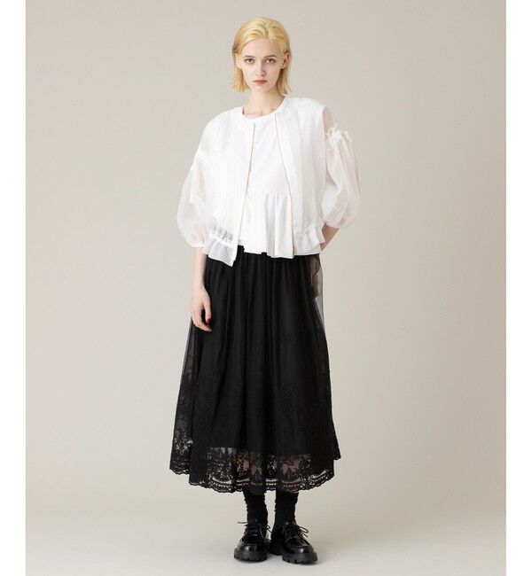 LOULOU WILLOUGHBY「【LOULOU WILLOUGHBY】チュールリボンブルゾン」|ブルゾン・スタジャン|