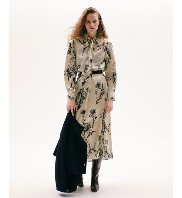 allureville「【セットアップ対応可能】スケッチフラワープリントボウブラウス」|シャツ・ブラウス|