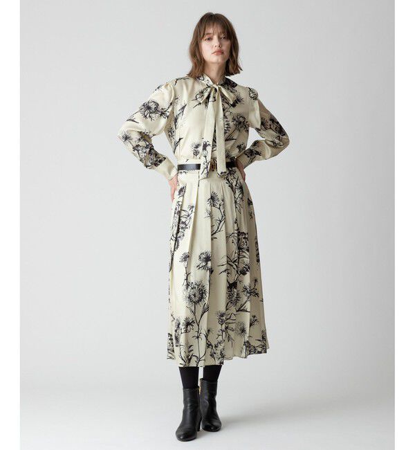 allureville「【セットアップ対応可能】スケッチフラワープリントボウブラウス」|シャツ・ブラウス|