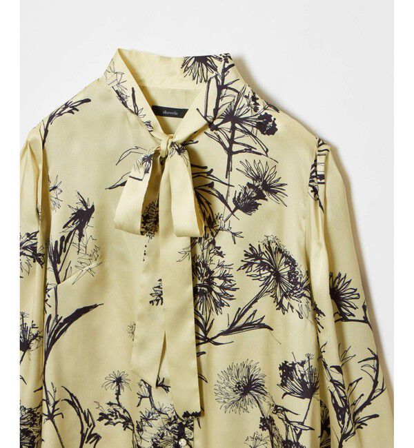 allureville「【セットアップ対応可能】スケッチフラワープリントボウブラウス」|シャツ・ブラウス|