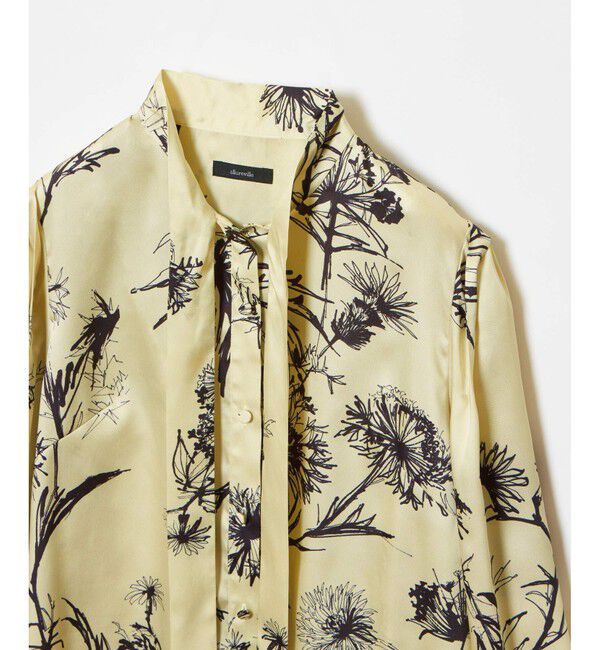 allureville「【セットアップ対応可能】スケッチフラワープリントボウブラウス」|シャツ・ブラウス|