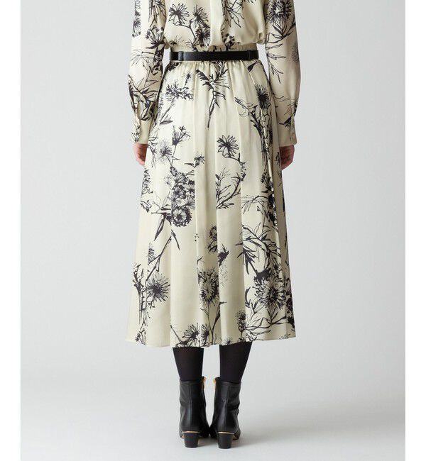 allureville「【セットアップ対応可能】スケッチフラワープリントタックスカート」|フレア|