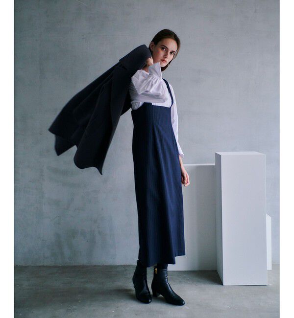 allureville「Uネックラインジャンパースカート」|ジャンパースカート|ネイビー