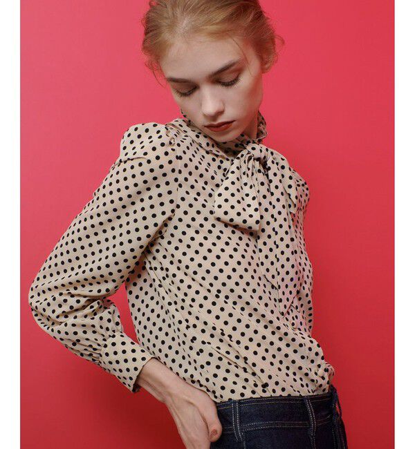 LOULOU WILLOUGHBY「【LOULOU WILLOUGHBY】◇デシンドットフリルボウタイブラウス」|シャツ・ブラウス|