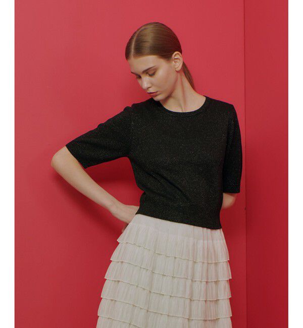 LOULOU WILLOUGHBY「【LOULOU WILLOUGHBY】ラメメランジェプルオーバー」|ニット・セーター|ブラック