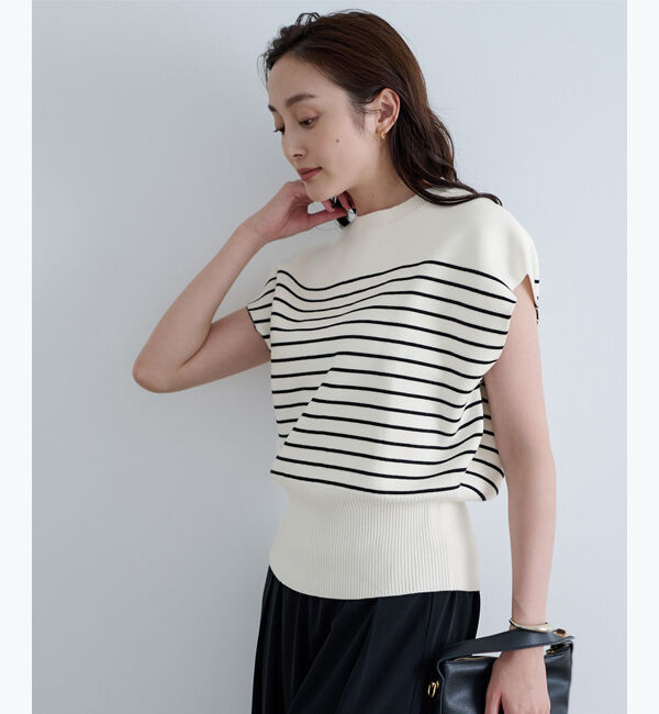 ur's「フレンチスリーブコクーンニットベスト」|ニット・セーター|ホワイト/ブラック