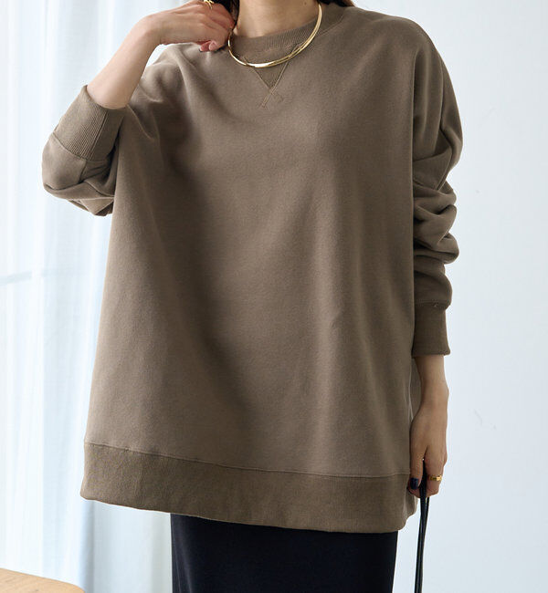  「裏起毛チュニックプルオーバー」|スウェット・ジャージ|モカ