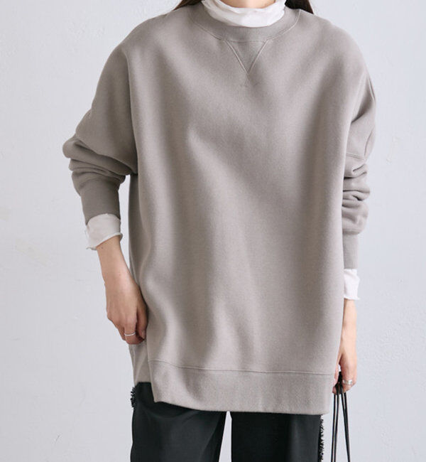  「裏起毛チュニックプルオーバー」|スウェット・ジャージ|グレイッシュベージュ