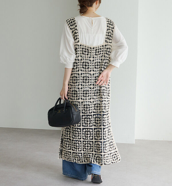  「【25AW】配色カギ針編み風ワンピース」|ワンピース|