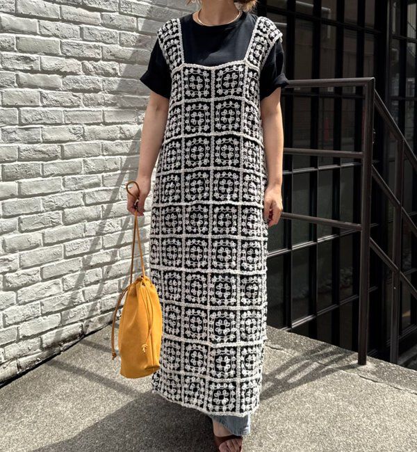  「【25AW】配色カギ針編み風ワンピース」|ワンピース|