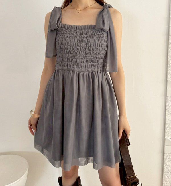  「肩リボンシャーリングビスチェ」|シャツ・ブラウス|