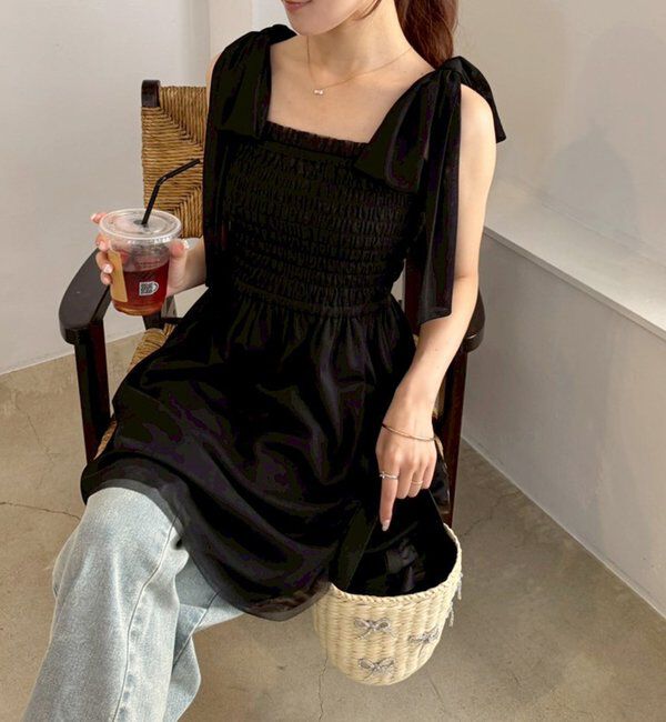  「肩リボンシャーリングビスチェ」|シャツ・ブラウス|