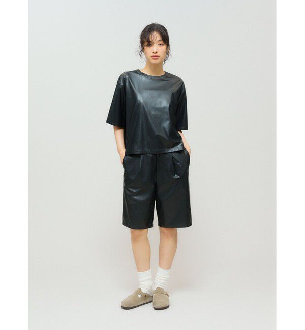 MIDIUMISOLID「MIDIUMISOLID for Ladies シンセティックレザートップス」|Tシャツ・カットソー|