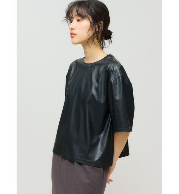 MIDIUMISOLID「MIDIUMISOLID for Ladies シンセティックレザートップス」|Tシャツ・カットソー|