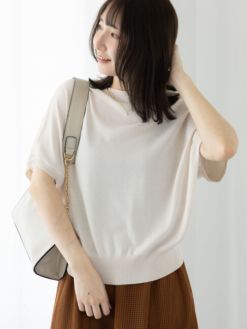 Te chichi TERRASSE「【接触冷感】ボートネックドルマンニット」|ニット・セーター|オフホワイト