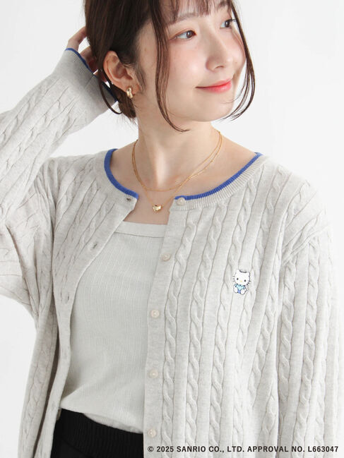 Te chichi TERRASSE「【HELLO KITTY】刺繍入りケーブルカーディガン」|カーディガン|グレー