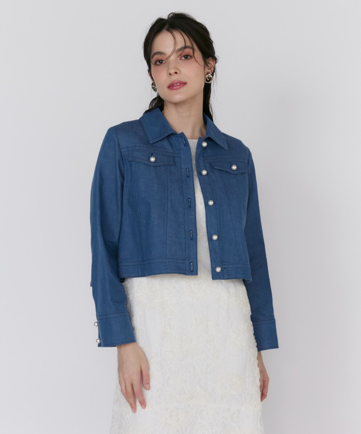 Maglie le cassetto「《大きいサイズ》パールボタンGジャン」|デニムジャケット|