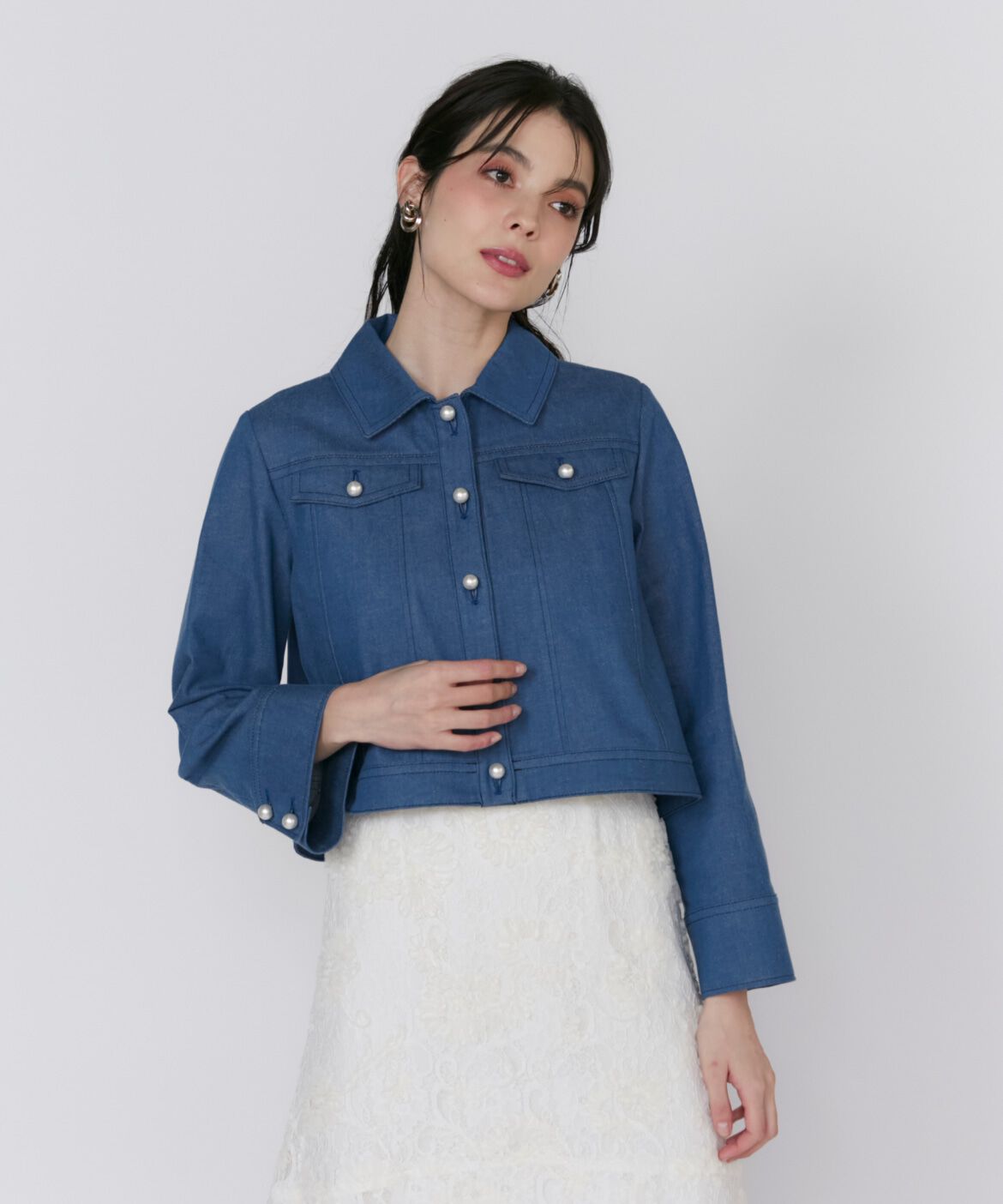 Maglie le cassetto「《大きいサイズ》パールボタンGジャン」|デニムジャケット|
