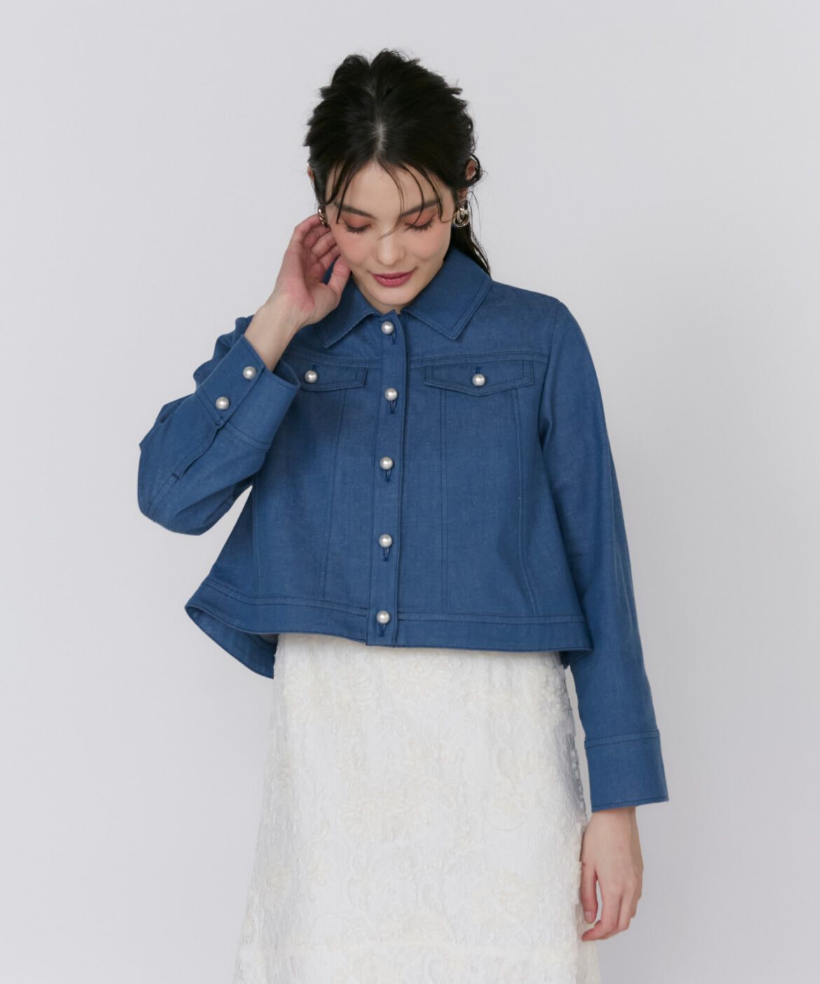 Maglie le cassetto「《大きいサイズ》パールボタンGジャン」|デニムジャケット|