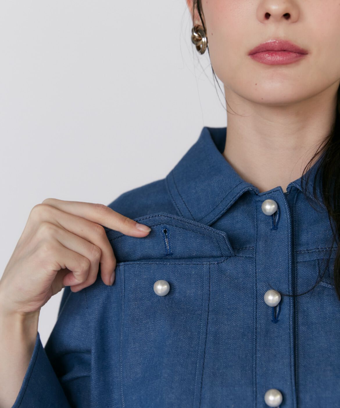 Maglie le cassetto「《大きいサイズ》パールボタンGジャン」|デニムジャケット|