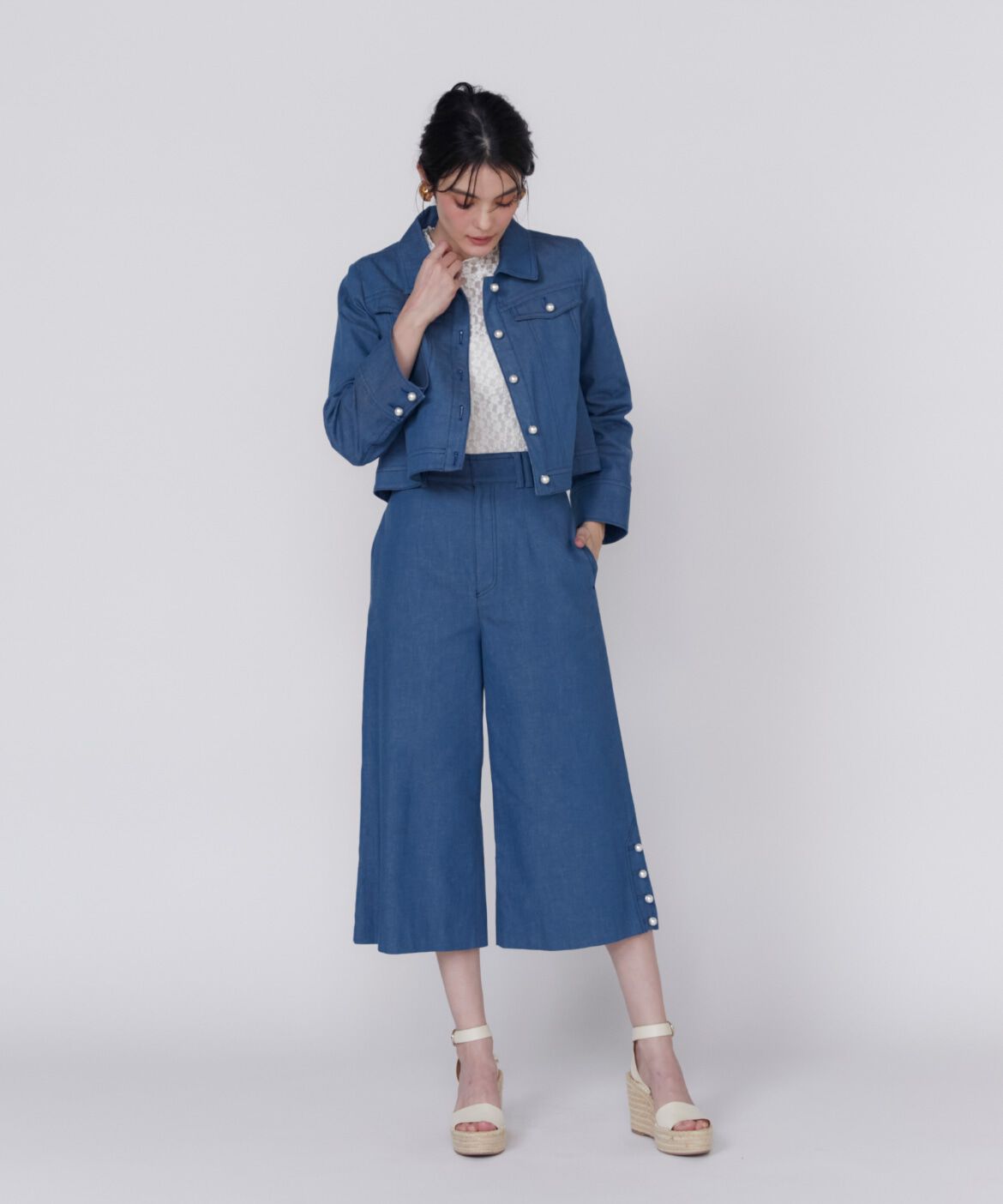 Maglie le cassetto「《大きいサイズ》パールボタンGジャン」|デニムジャケット|