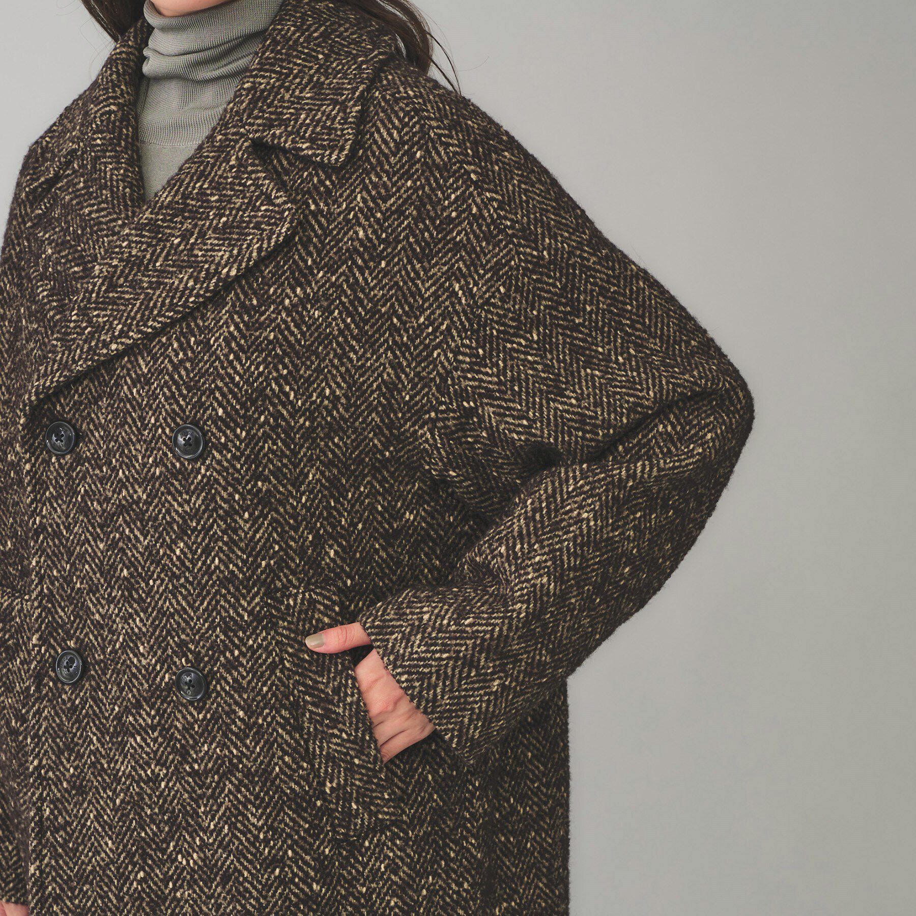 UNTITLED「【TICCA】ミックスツイードピーコート」|ピーコート|