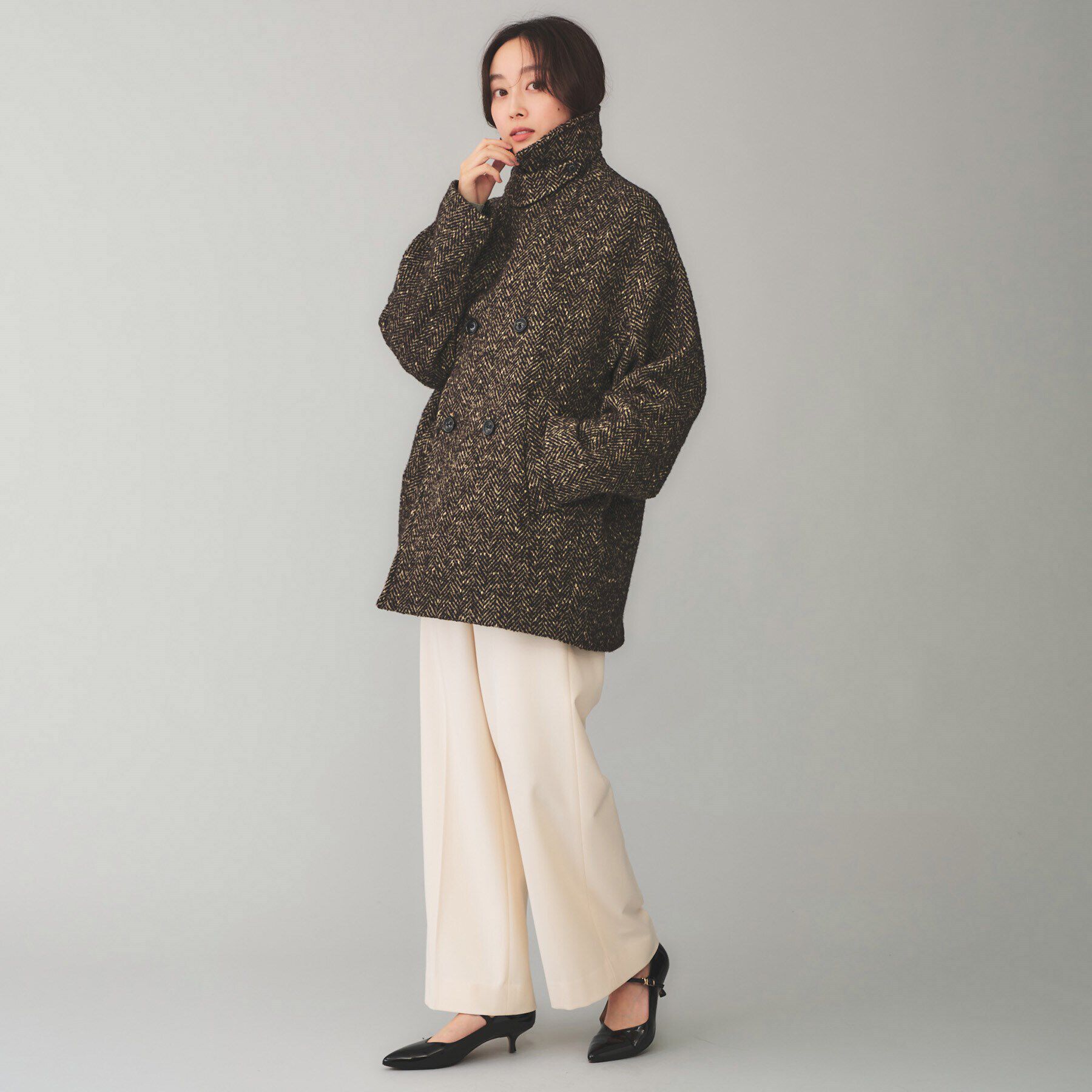 UNTITLED「【TICCA】ミックスツイードピーコート」|ピーコート|