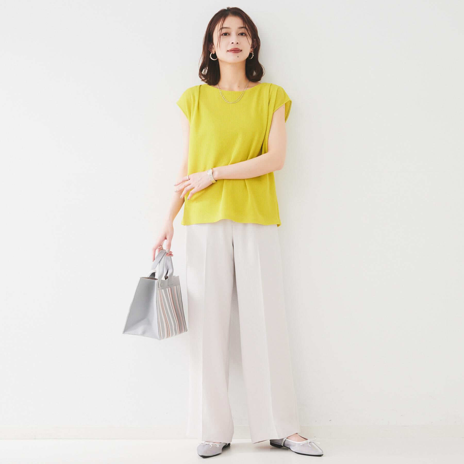 UNTITLED「【手洗い可】マルチストライプニットバッグ」|ハンドバッグ|