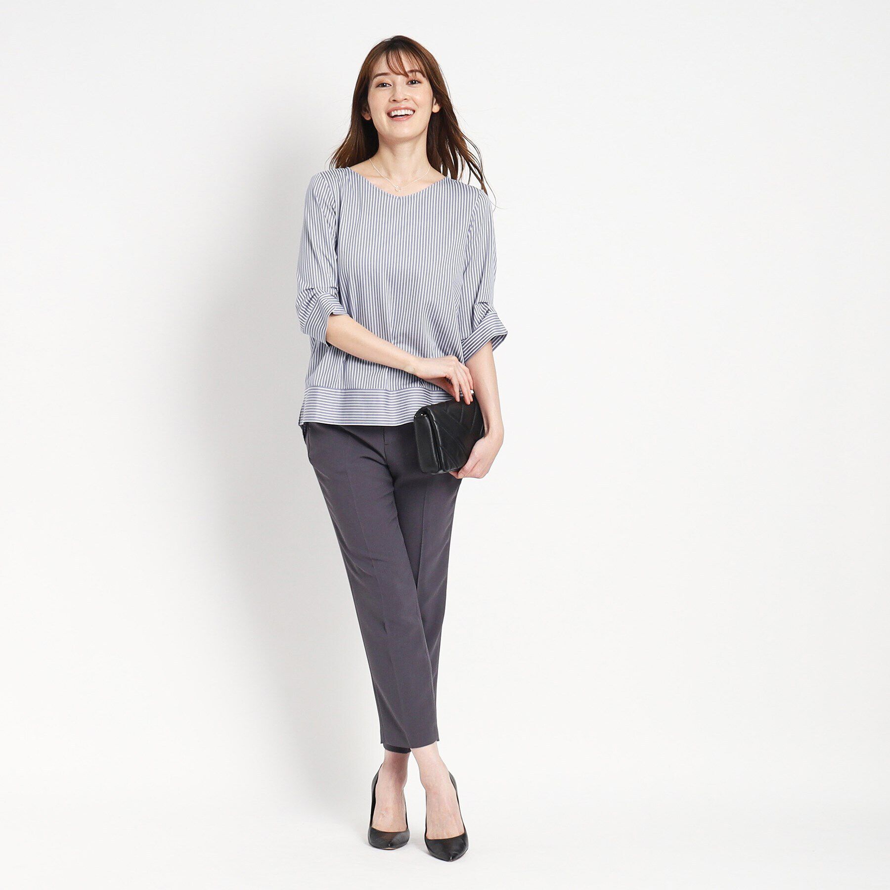 COUP DE CHANCE「【洗える／日本製】ストライプ柄プルオーバージャージ」|Tシャツ・カットソー|