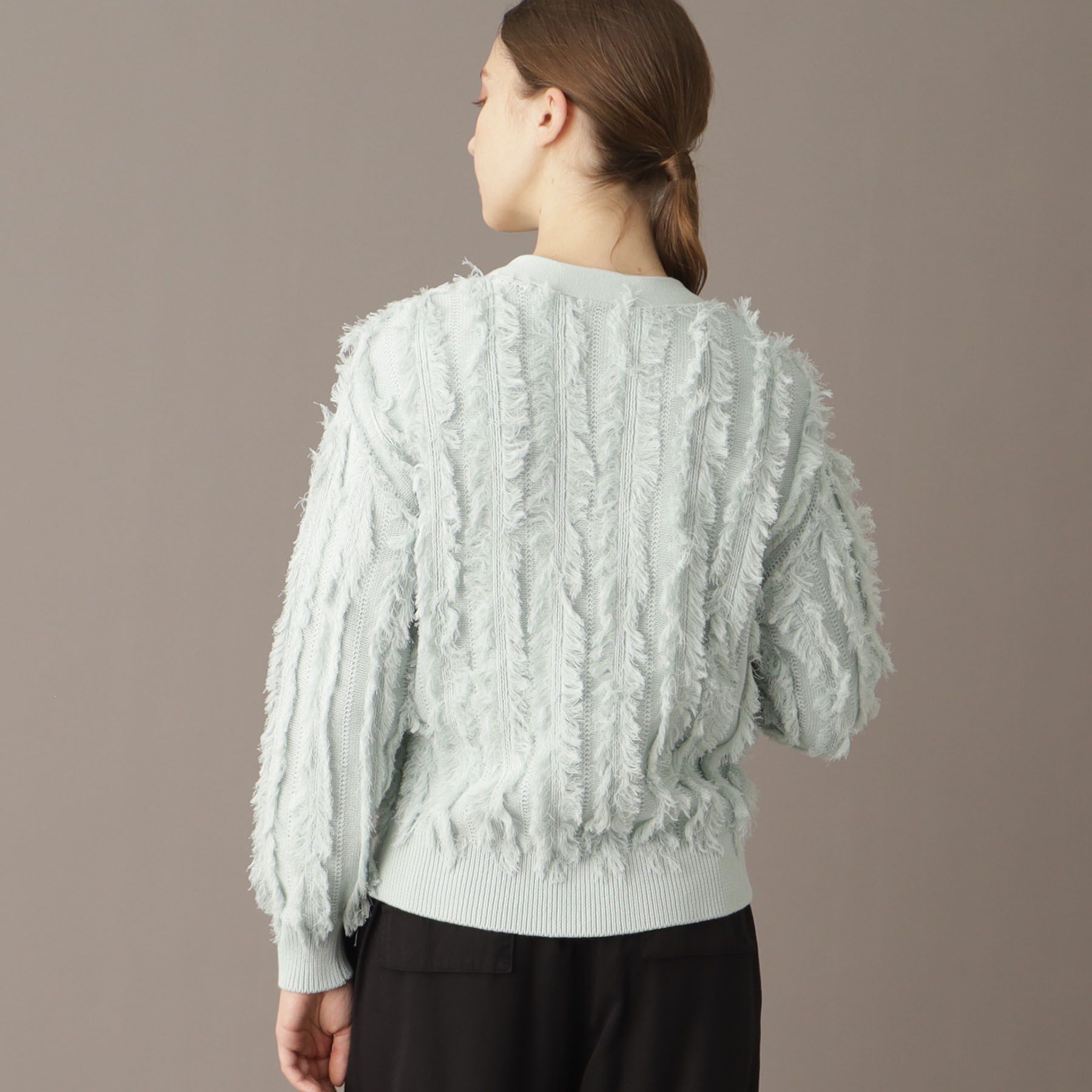 DRESSTERIOR「【Vネック/清涼感】コットンフリンジニットカーデ」|カーディガン|