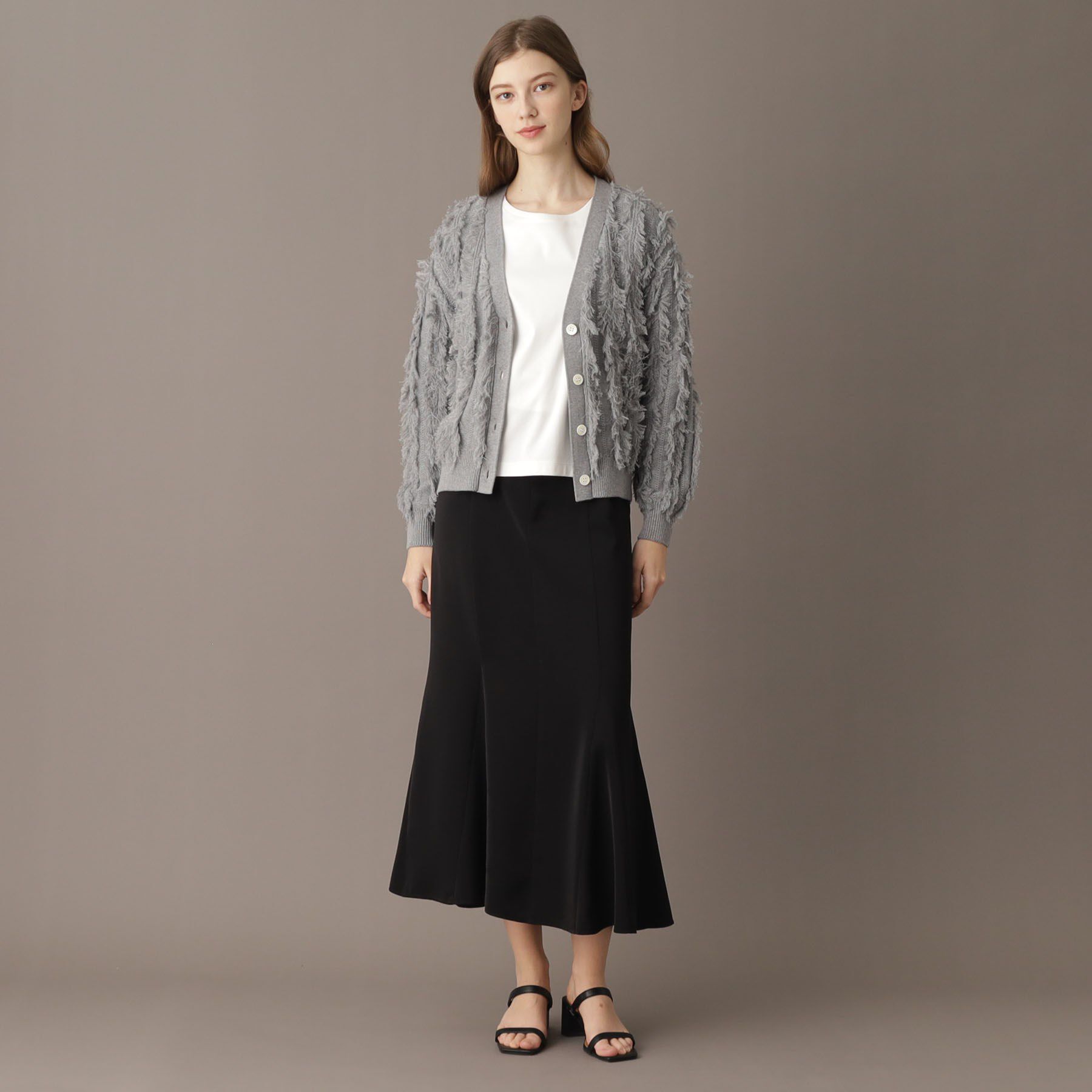 DRESSTERIOR「【Vネック/清涼感】コットンフリンジニットカーデ」|カーディガン|