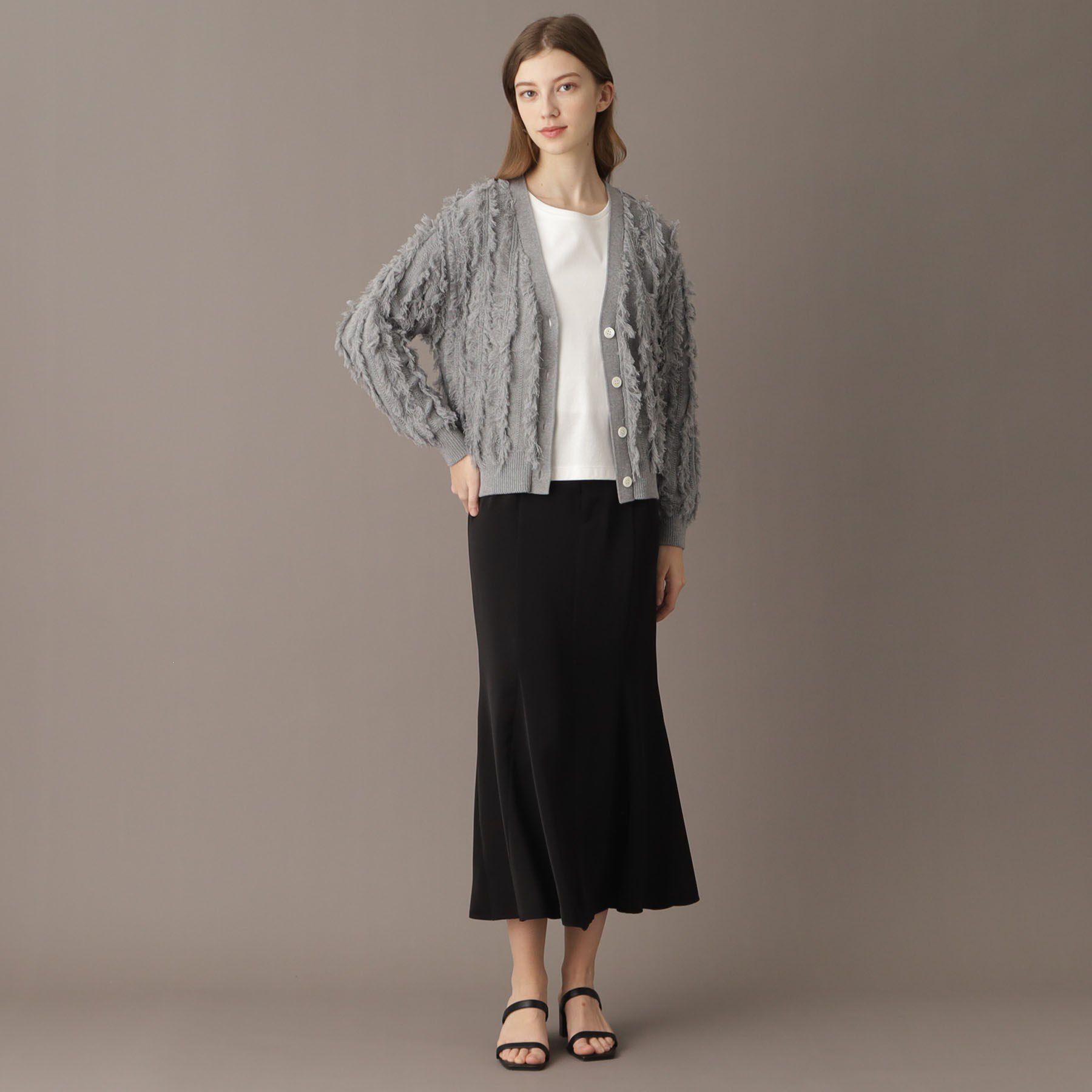 DRESSTERIOR「【Vネック/清涼感】コットンフリンジニットカーデ」|カーディガン|