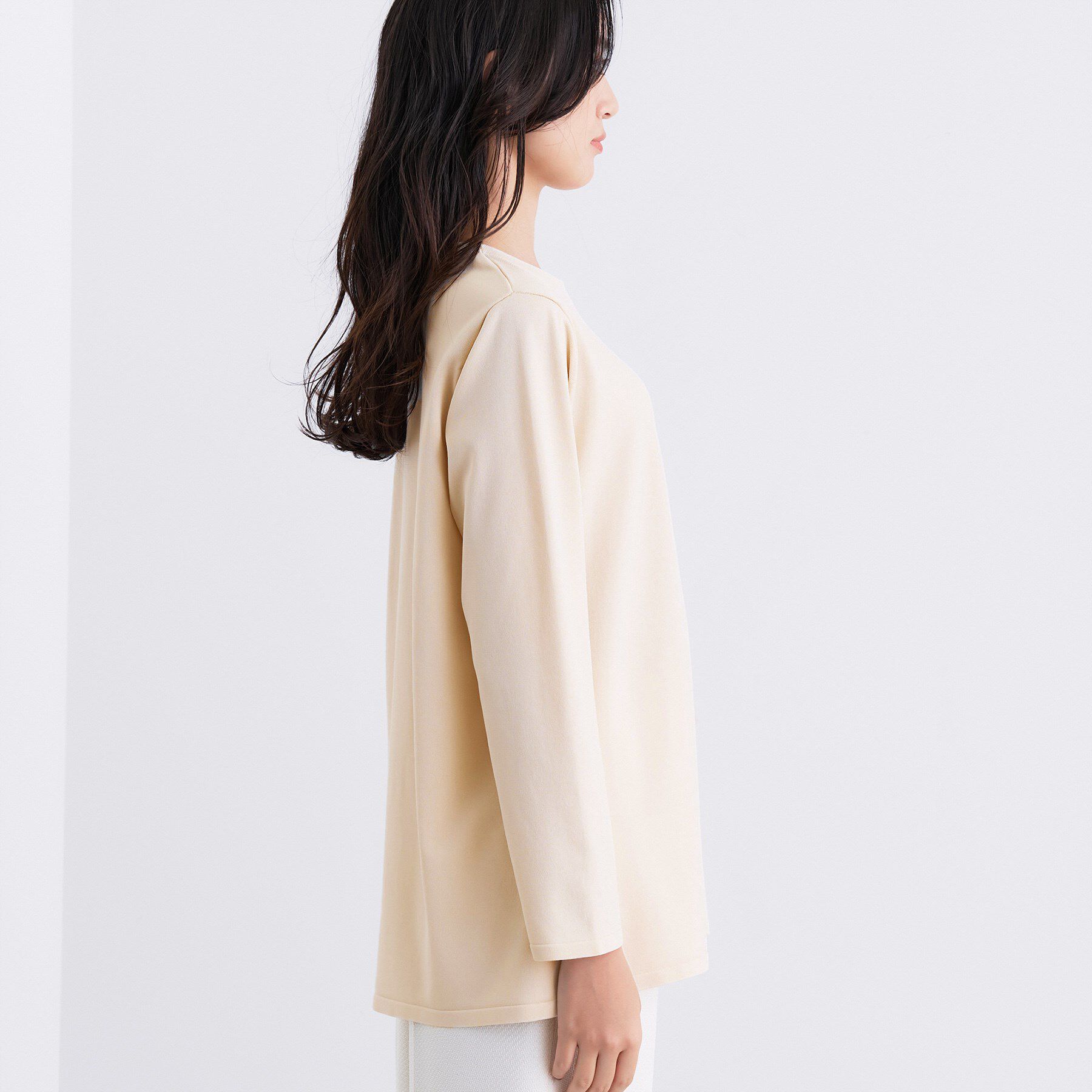 INDIVI「ロングライン ストレッチニット」|ニット・セーター|