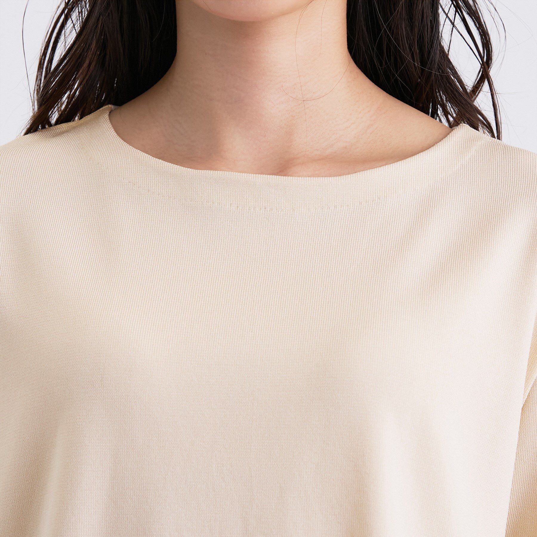 INDIVI「ロングライン ストレッチニット」|ニット・セーター|