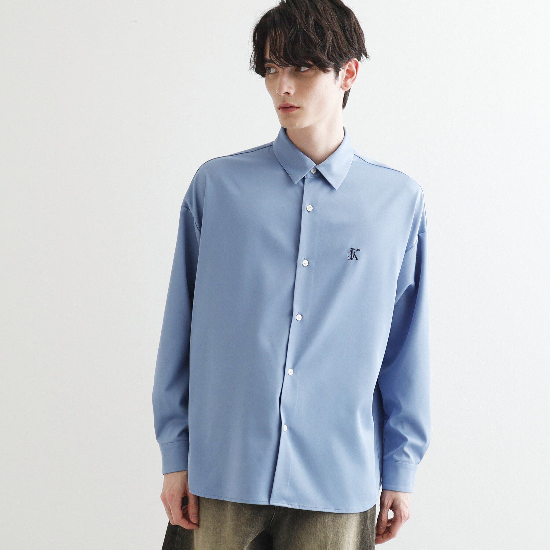 tk.TAKEO KIKUCHI「エンブロなめらかシャツ」|シャツ・ブラウス|ブルー(091)
