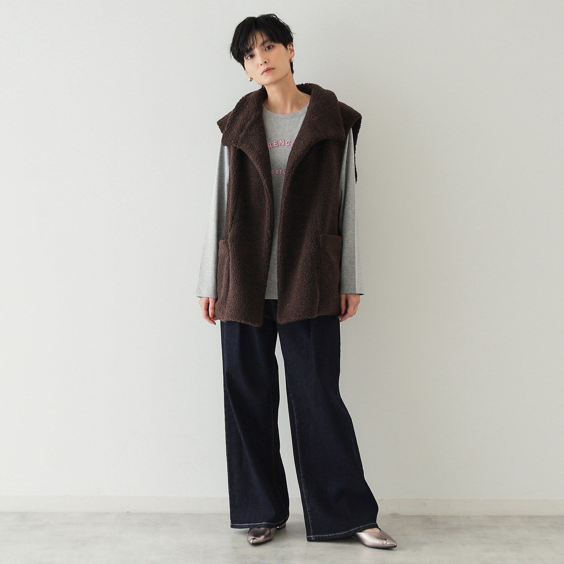 OPAQUE.CLIP「【リバーシブル】ボア&times;レザー調ベスト」|ベスト・ジレ|