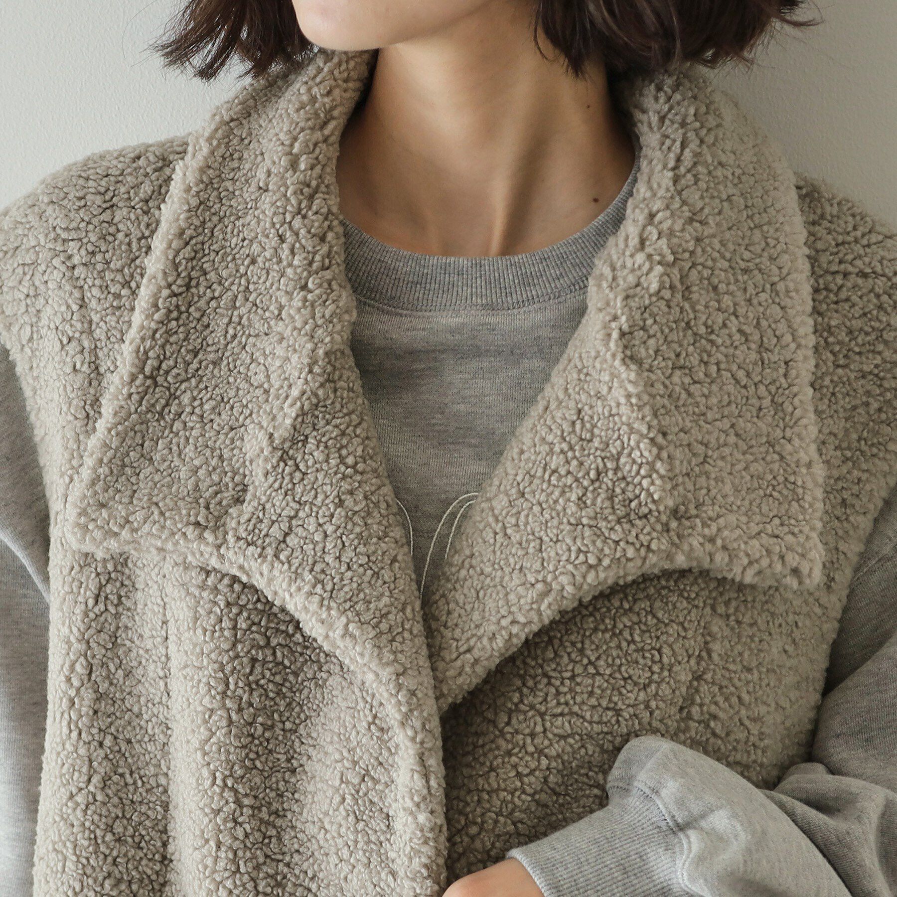 OPAQUE.CLIP「【リバーシブル】ボア&times;レザー調ベスト」|ベスト・ジレ|