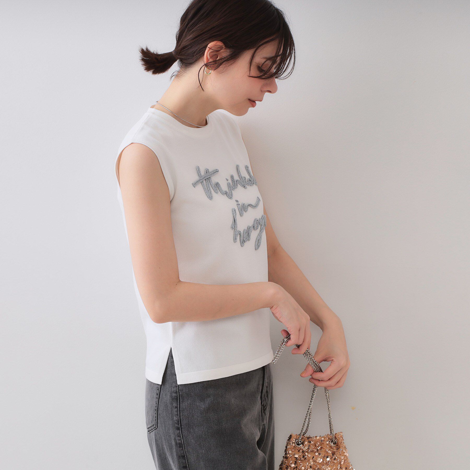 OPAQUE.CLIP「ラメテープロゴニット【洗濯機洗い可/抗ピル】」|ニット・セーター|