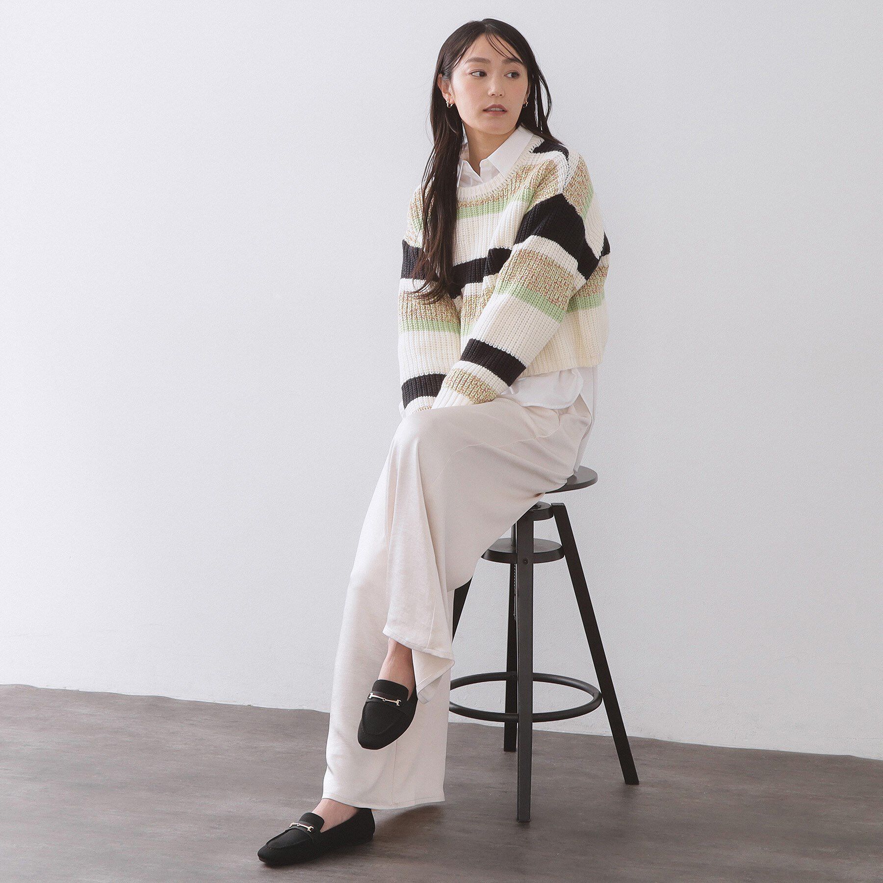 OPAQUE.CLIP「スクエアトゥニットローファー」|その他|