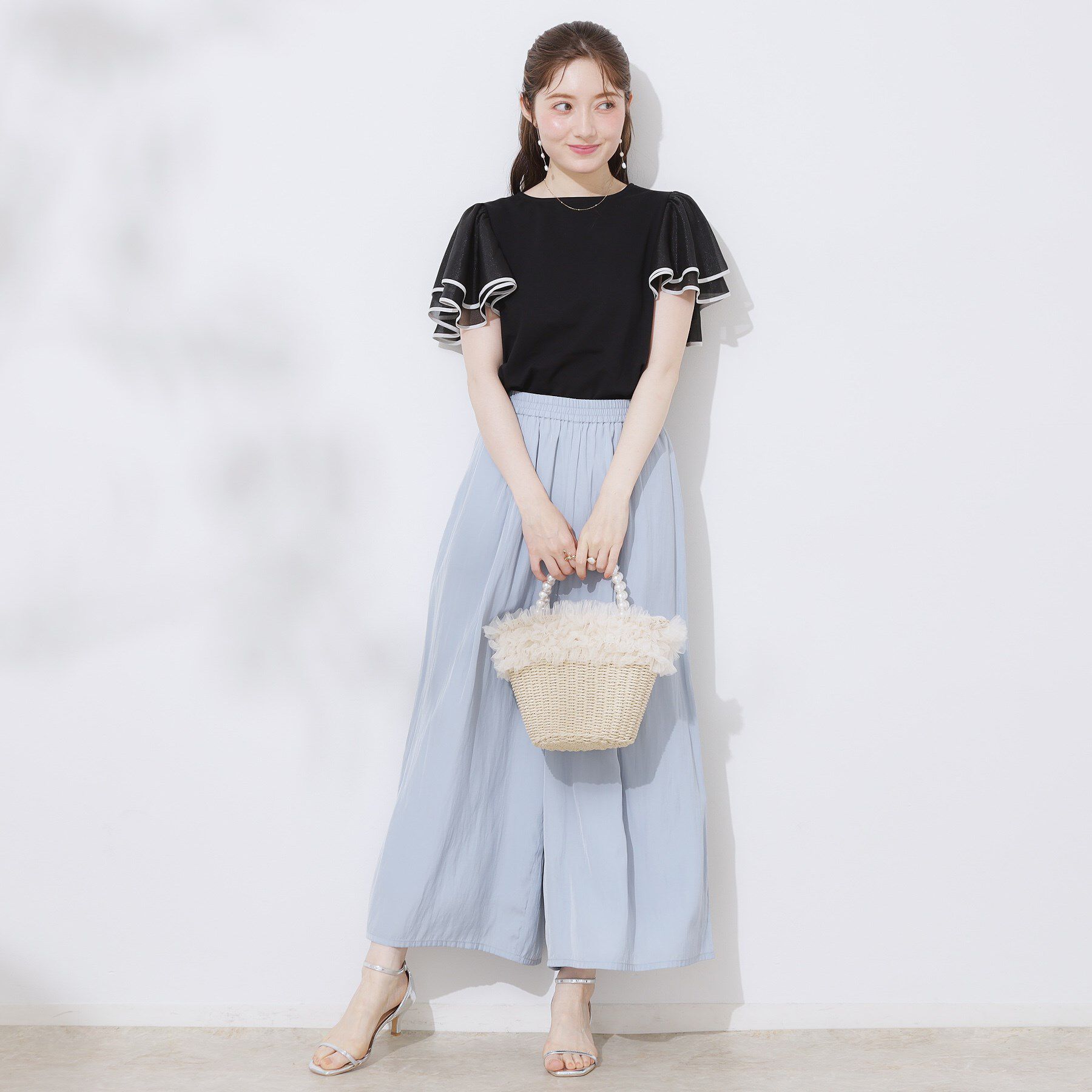 Couture broach「【マシンウォッシャブル・UVケア・接触冷感・二の腕カバー】配色フレアドッキングカットソー」|Tシャツ・カットソー|