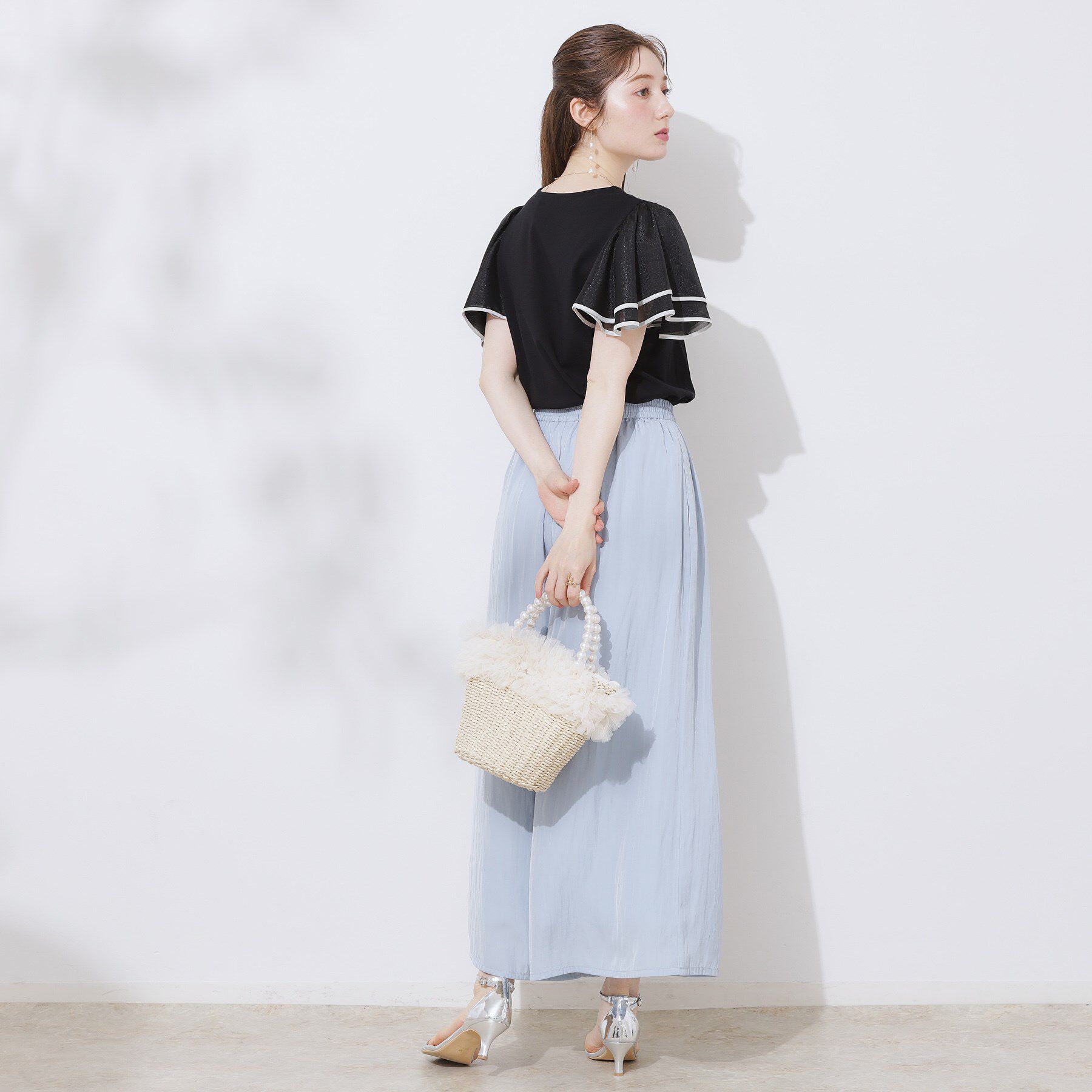 Couture broach「【マシンウォッシャブル・UVケア・接触冷感・二の腕カバー】配色フレアドッキングカットソー」|Tシャツ・カットソー|