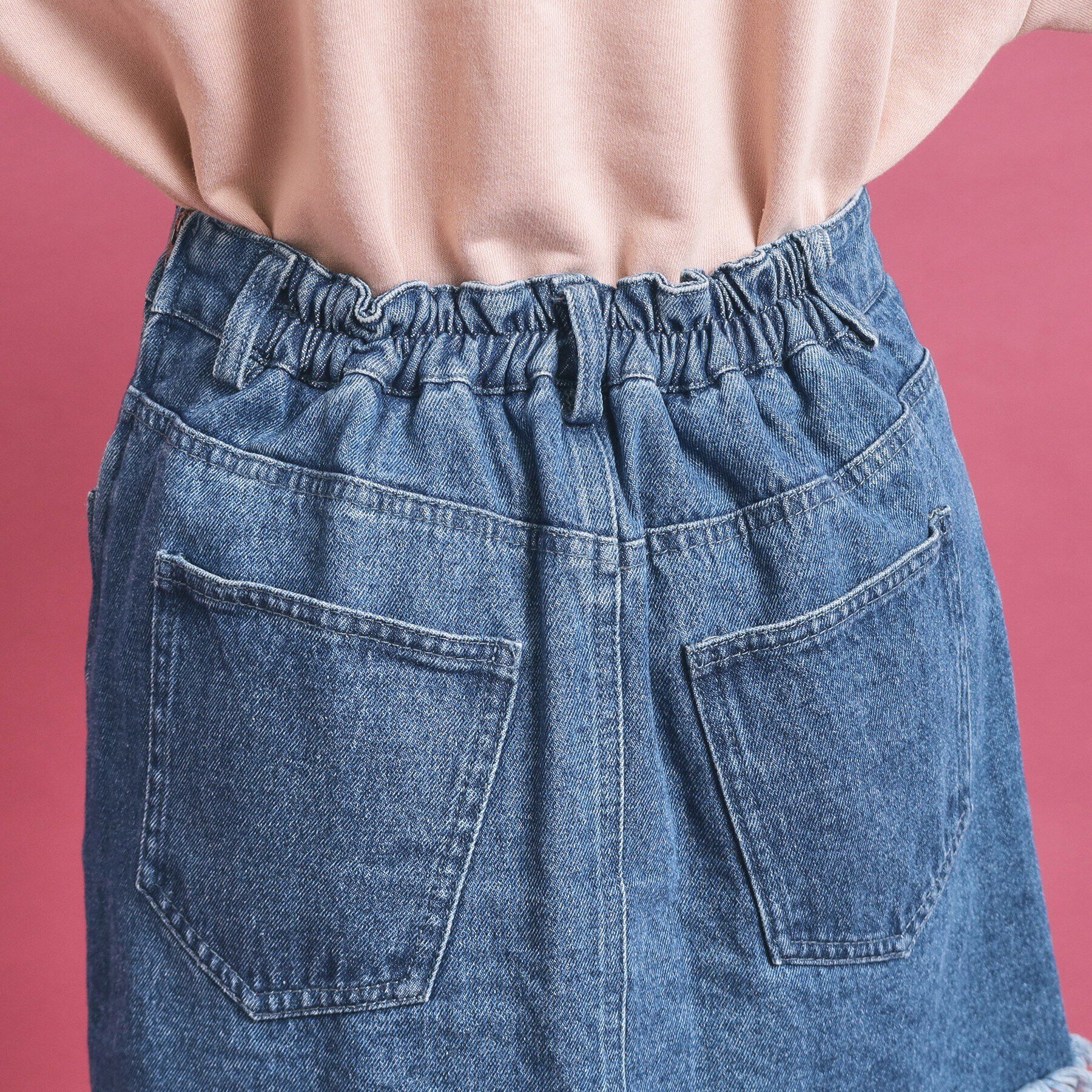 PINK-latte「フロントボタン台形デニムスカート」|スカート|