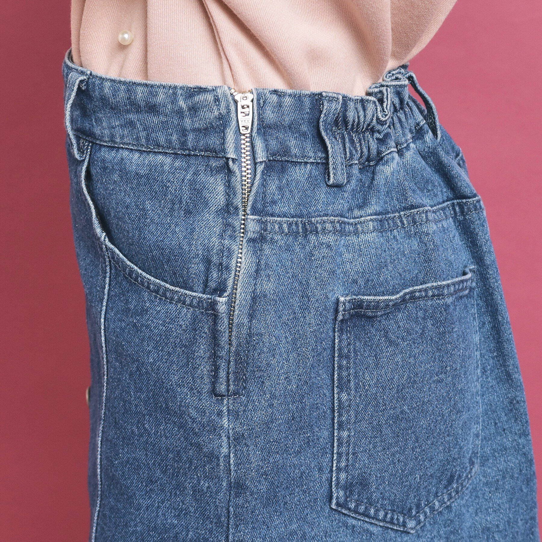 PINK-latte「フロントボタン台形デニムスカート」|スカート|