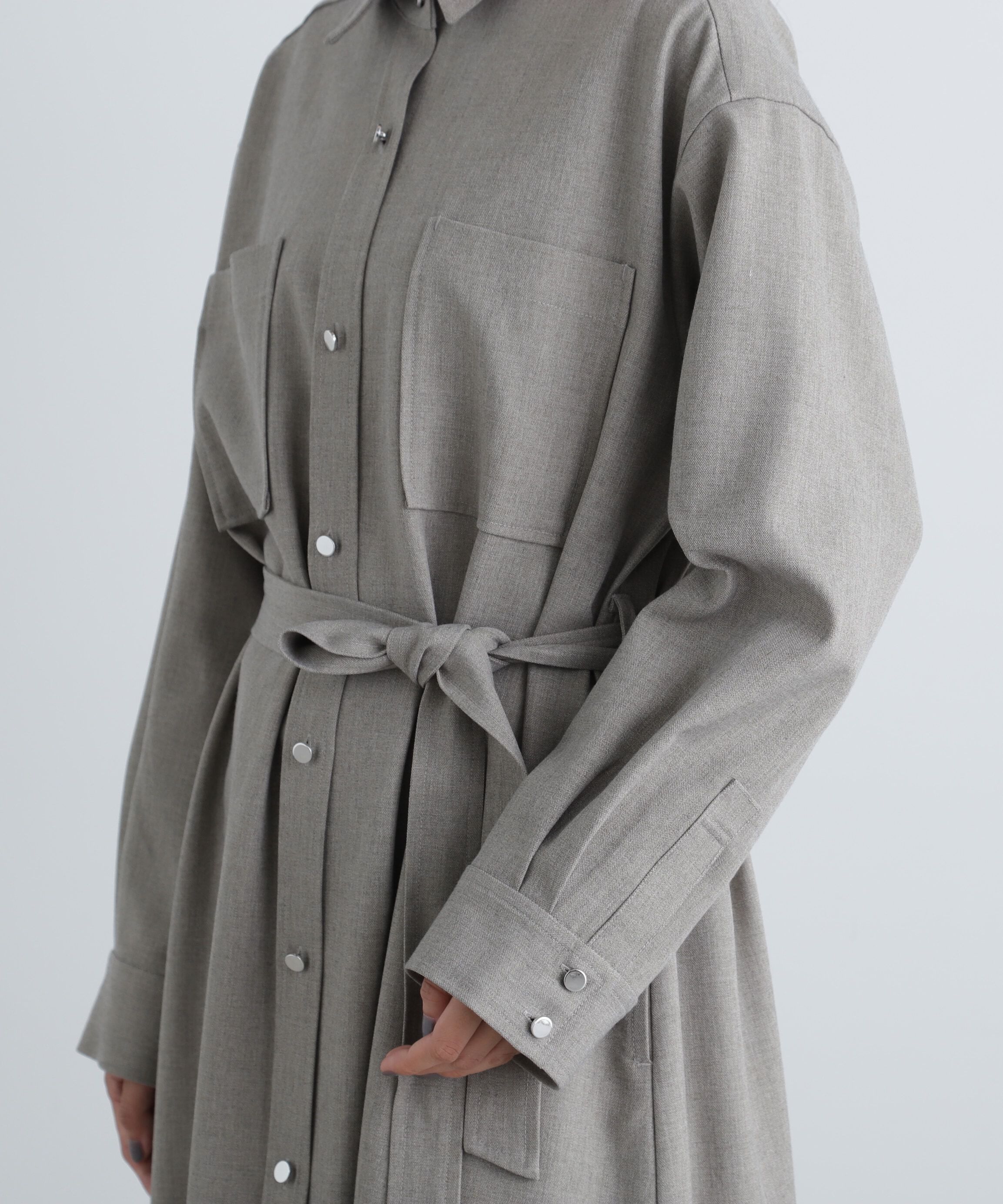  「リボンベルト付シャツワンピース」|ワンピース|