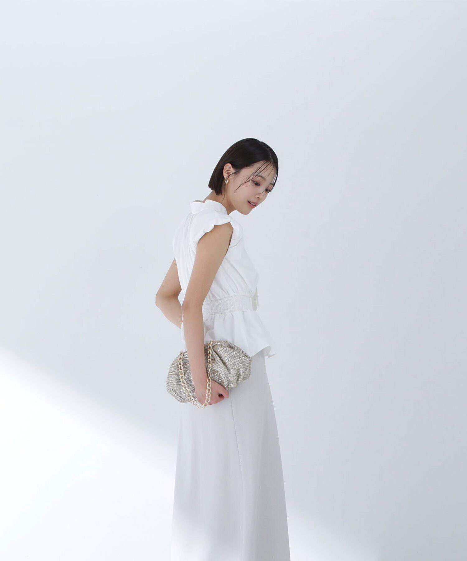  「バブルスリーブペプラムボウブラウス」|シャツ・ブラウス|