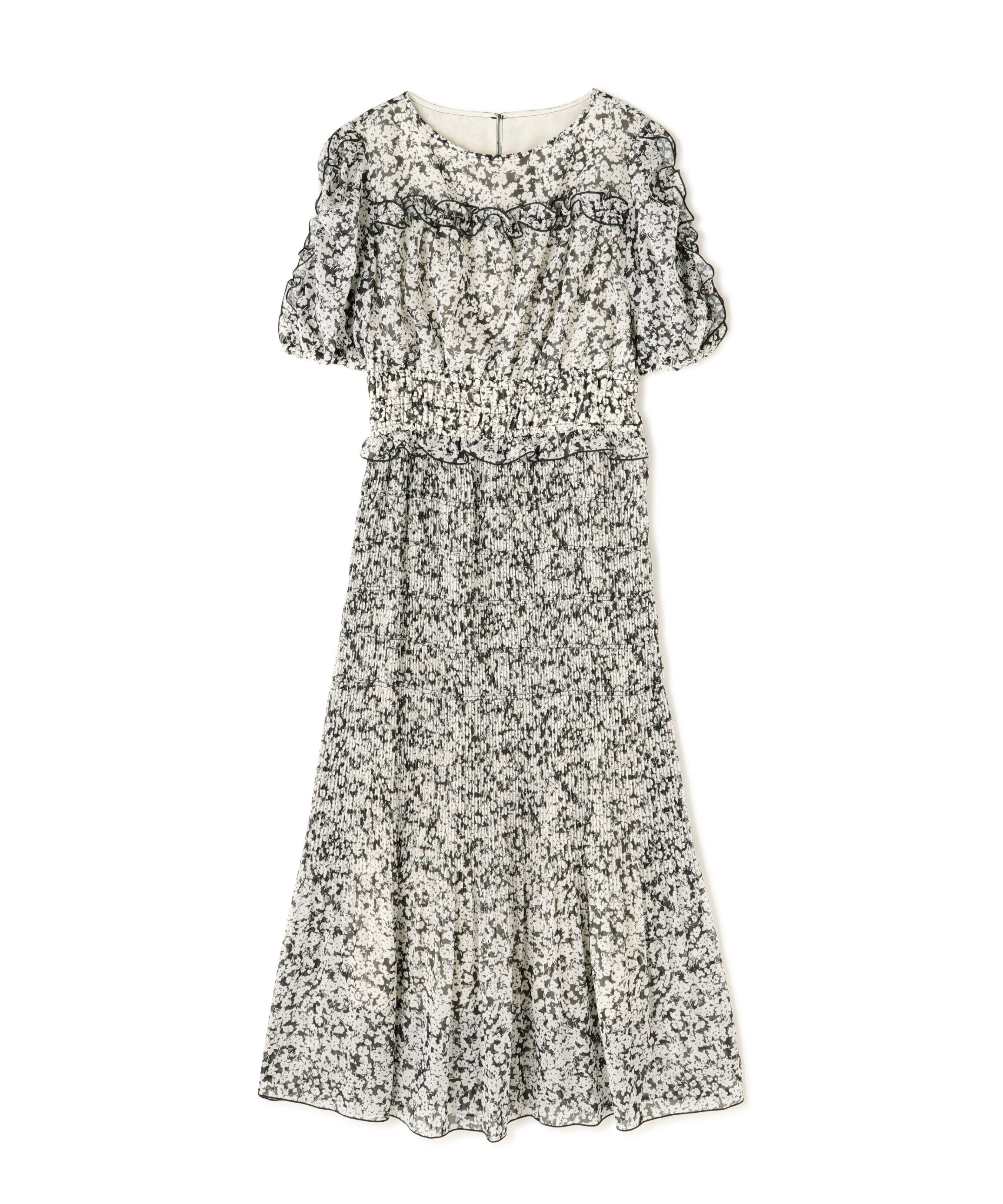  「フリルシャーリングプリントワンピース」|ワンピース|