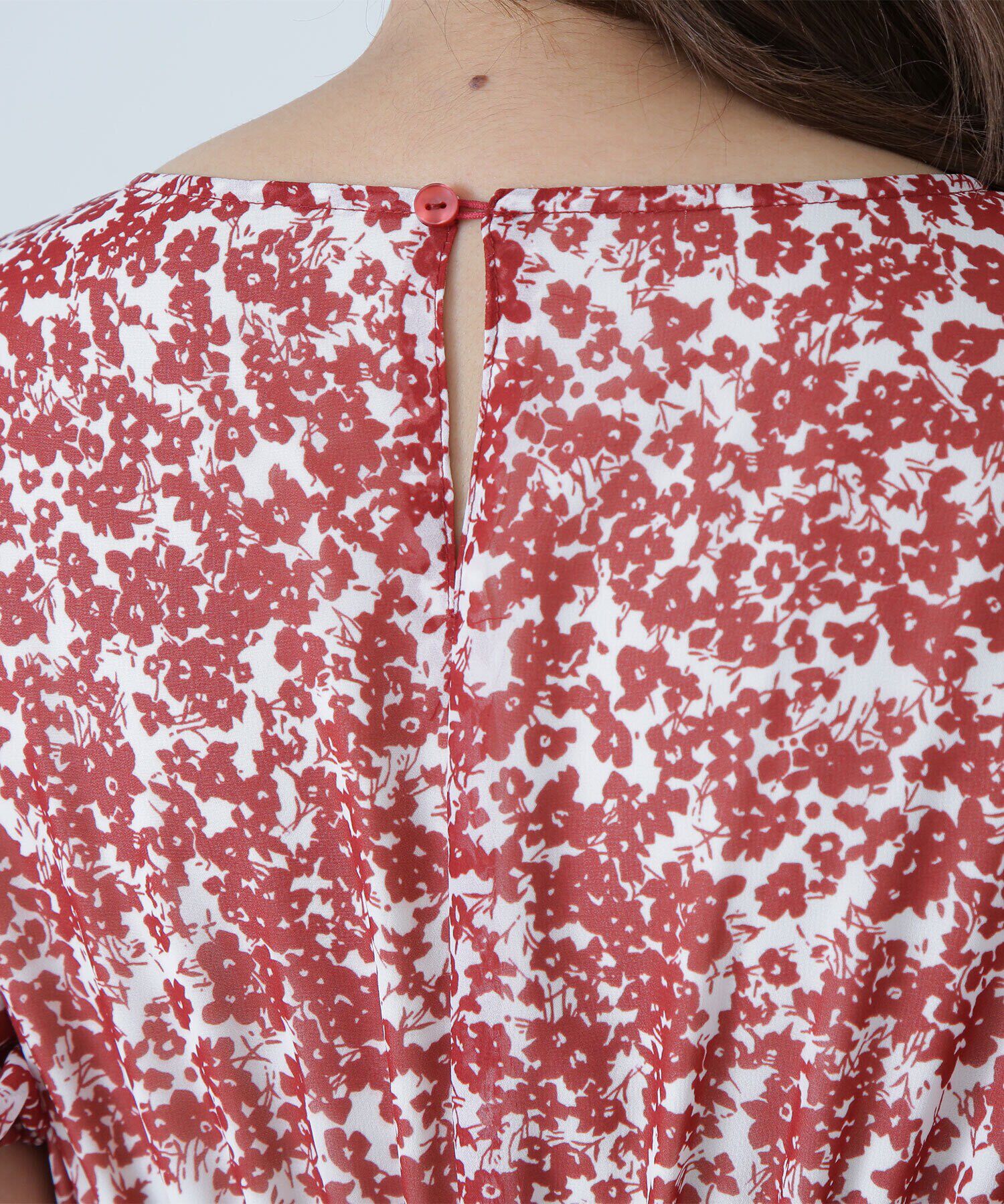  「フリルシャーリングプリントワンピース」|ワンピース|