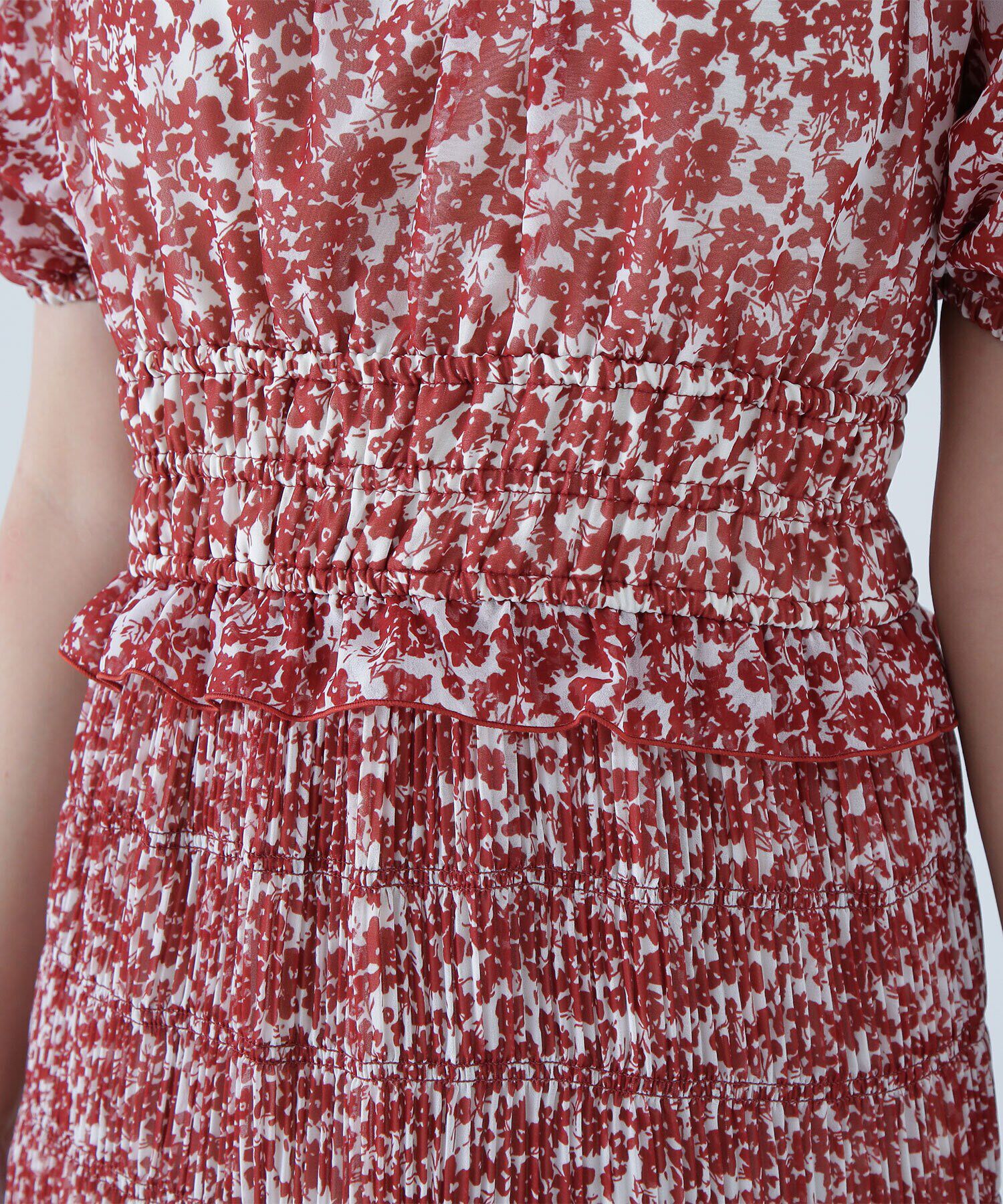  「フリルシャーリングプリントワンピース」|ワンピース|